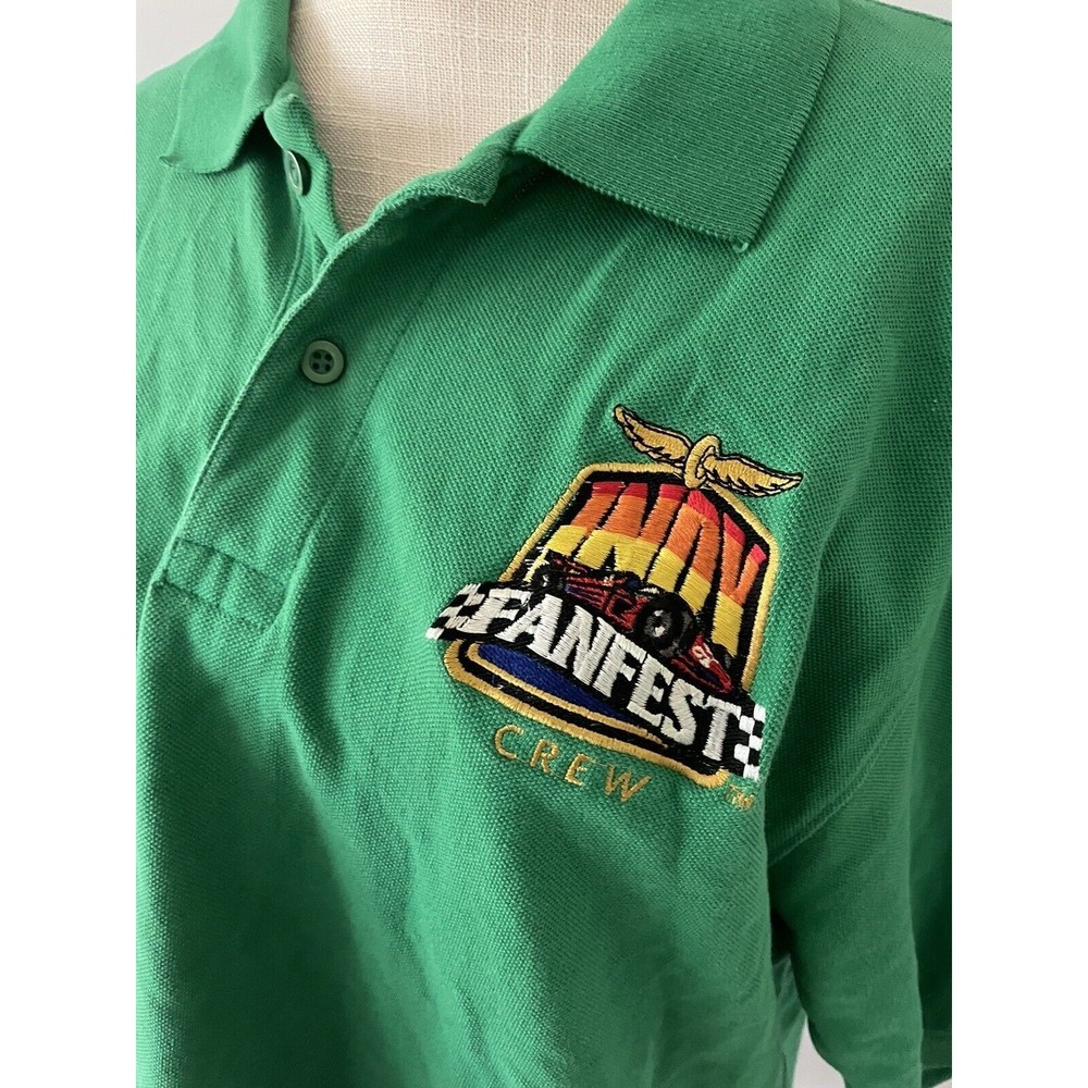 Indianapolis Indy 500 Vintage INDY FANFEST Crew Polo‎ Shirt Large Logo Athletic